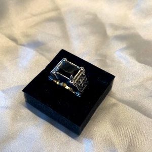 Men’s stainless steel Cross Gem Ring, Size 6